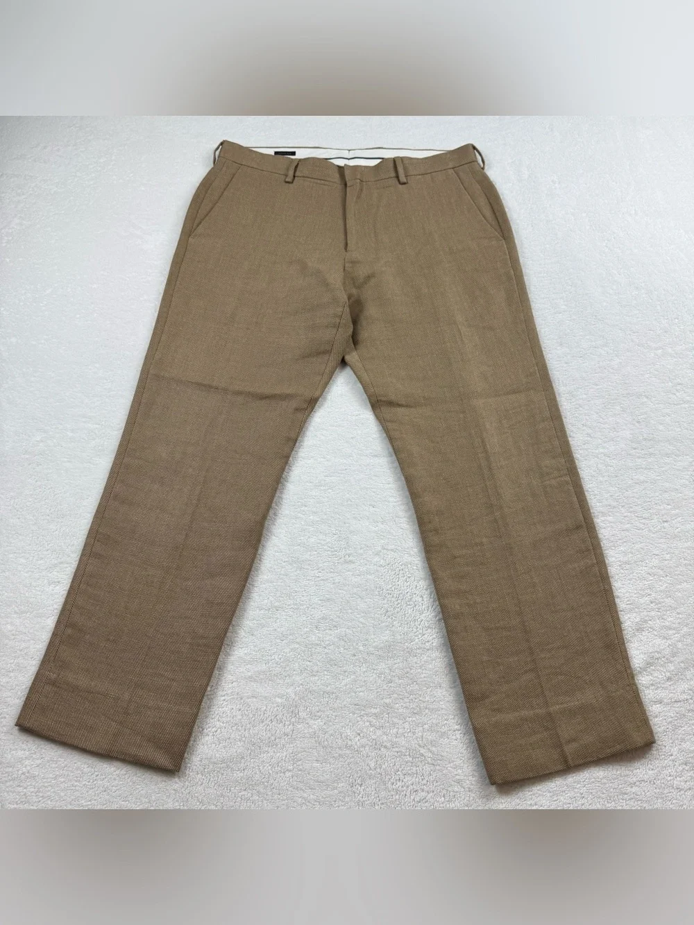 J. Crew Ludlow slim suit pants men’s 32X32 fit 34X28 brown Italian linen cotton